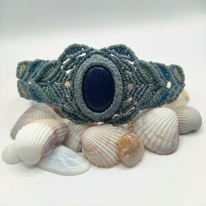 Ocean Bracelet - ημιπολύτιμες πέτρες, μακραμέ, boho, χεριού, αυξομειούμενα - 4