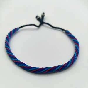 Blue Rainbow Bracelet - μακραμέ, κορδόνια, boho, χεριού, αυξομειούμενα