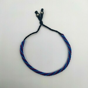Blue Rainbow Bracelet - μακραμέ, κορδόνια, boho, χεριού, αυξομειούμενα - 2