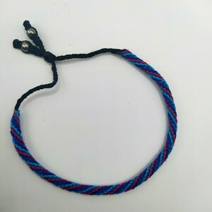 Blue Rainbow Bracelet - μακραμέ, κορδόνια, boho, χεριού, αυξομειούμενα - 4