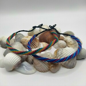 Blue Rainbow Bracelet - μακραμέ, κορδόνια, boho, χεριού, αυξομειούμενα - 5