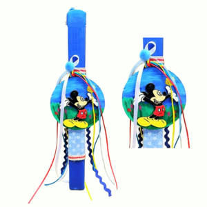 Πασχαλινή μπλε ηλεκτρίκ λαμπάδα ποντικάκι Μίκυ - πλακέ, 40εκ. - λαμπάδες, για παιδιά, ήρωες κινουμένων σχεδίων