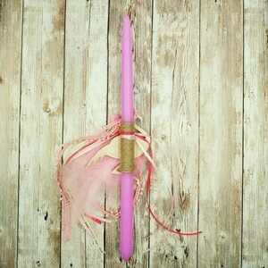 Πασχαλινή λαμπάδα Φλαμίνγκο με πούπουλα - ροζ, οβάλ 32εκ. - κορίτσι, λαμπάδες, flamingos, για παιδιά, για εφήβους - 4