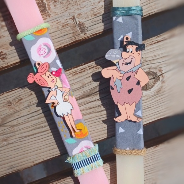 Σετ αρωματικές λαμπάδες για ζευγάρι 30cm Φλινστουν Φρεντ και Βίλμα Flintstone - λαμπάδες, ζευγάρια, ήρωες κινουμένων σχεδίων, φθηνά - 3