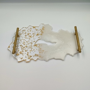 Δίσκος γάμου από υγρό γυαλί λευκό - διάφανο διαστάσεων 30 * 17 εκ. σε σχήμα πέτρωμα