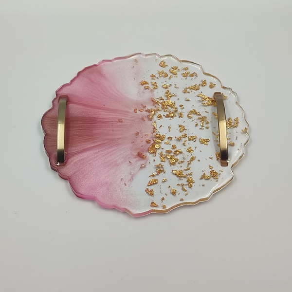 Δίσκος γάμου από υγρό γυαλί ροζ - διάφανο διαμέτρου 26 εκ