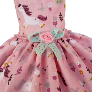 Λαμπάδα με βαμβακερό φόρεμα "Unicorn" με ροζ κερί 40cm - κορίτσι, λαμπάδες, μονόκερος, για παιδιά - 3