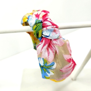 Στέκα με κόμπο πολύχρωμα λουλούδια - ύφασμα, πλαστικό, φλοράλ, μοδάτο, στέκες - 5