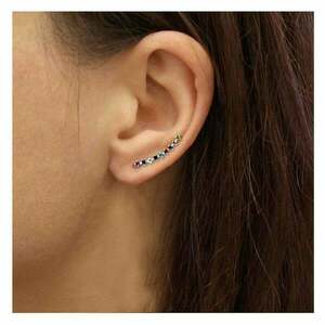 Ασημένια 925° σκουλαρίκια μακριά ear climbers / crawlers με πολύχρωμα στρας - στρας, ασήμι 925, μικρά, φθηνά - 4