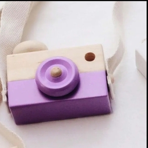 Λαμπάδα με ξύλινη φωτογραφική μηχανή μωβ κορίτσι - λαμπάδες, για παιδιά, για μωρά, παιχνιδολαμπάδες - 3