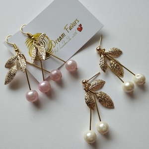 "Golden Leaf Earrings" κρεμαστά σκουλαρίκια - ασήμι, μικρά, κρεμαστά, πέρλες, γάντζος - 2