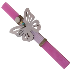 Προσωποποιημένη λαμπάδα αρωματική πλακέ ροζ με ξύλινη κρεμαστή πεταλούδα με όνομα ( 32 χ 3 εκ. ) - κορίτσι, λαμπάδες, για παιδιά, για εφήβους, προσωποποιημένα - 4