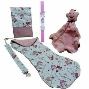 Σετ 5 τεμ.- Λαμπάδα αρωματική πλακέ ροζ ( 32χ 3 εκ.) και Σετ δώρου νονάς με θέμα μπαλαρίνα από βαμβακερό ύφασμα - κορίτσι, λαμπάδες, σετ, για μωρά