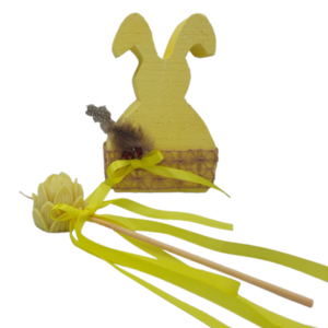 Σετ Λαμπάδα Κίτρινο Λουλούδι Με Πασχαλινό Διακοσμητικό - αρωματικές λαμπάδες, δώρο πάσχα, νονοί, κερί σόγιας, 100% φυτικό
