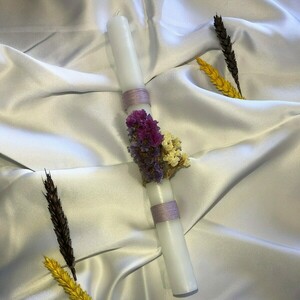 Χειροποίητη αρωματική λαμπάδα με αμάραντο - λουλούδια, λαμπάδες, για ενήλικες, για εφήβους - 2