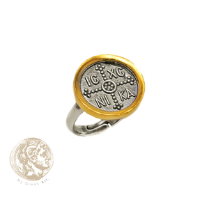 Δαχτυλίδι IC XΡ ΝΙΚΑ, Ασημένιο 925 Κωνσταντινάτο Οξυντέ ΕΠΙΧΡΥΣΟ 17mm - ασήμι, επιχρυσωμένα, αυξομειούμενα