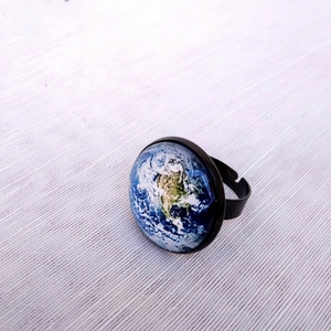 Δαχτυλίδι καμπουσόν ''Πλανήτης Γη'' - φεγγάρι, ατσάλι, μεγάλα, αυξομειούμενα - 5