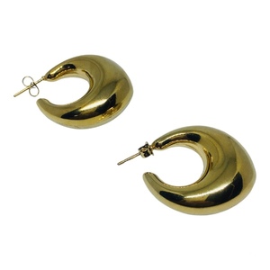 Ατσάλινα σκουλαρίκια bold hook σε χρυσό χρωμα - ατσάλι, κρεμαστά, μεγάλα, καρφάκι