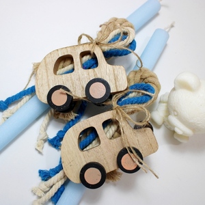 Αμαξάκι|Αρωματική λαμπάδα με ξύλινο αυτοκίνητο - αγόρι, λαμπάδες, για παιδιά, για μωρά, παιχνιδολαμπάδες - 2
