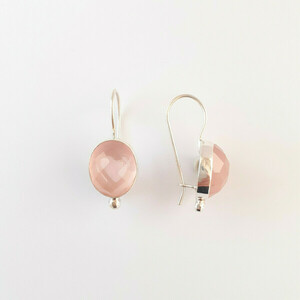 Pink heart, χειροποίητα σκουλαρίκια απο ασήμι 925 με πέτρα ροζ αχάτη. - ημιπολύτιμες πέτρες, ασήμι 925, μικρά, κρεμαστά, γάντζος - 2