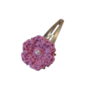 Τσιμπιδάκι Μαλλιών Λουλούδι πλεκτό 7 εκατοστά - νήμα, με πέρλες, για τα μαλλιά, για παιδιά, hair clips