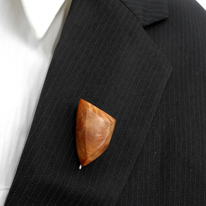 Καρφίτσα γραβάτας χειροποίητη, μοναδική, απο ξύλο ελιάς 3 x 2 εκ. - ξύλο - 2