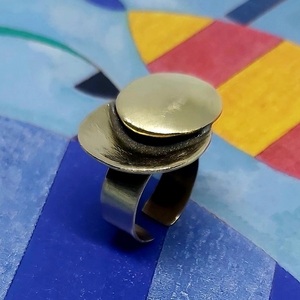 Δαχτυλίδι χειροποίητο από μπρούντζο "mono" - γεωμετρικά σχέδια, μπρούντζος, αυξομειούμενα - 5