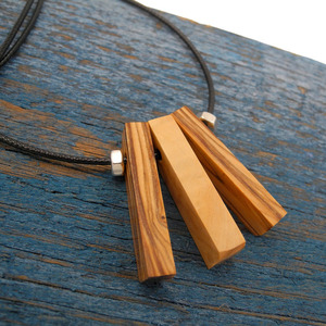 Ανδρικό χειροποίητο κολιέ surf style μοναδικό, απο ξύλο ελιάς 3,5 x 1,7 x 0,5 εκ. - ξύλο, κολιέ - 5