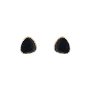Καρφωτά σκουλαρίκια με υγρό γυαλί σε μαύρο χρώμα - γυαλί, καρφωτά, μικρά, καρφάκι
