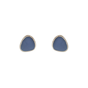 Καρφωτά σκουλαρίκια με υγρό γυαλί σε μπλε χρώμα - γυαλί, καρφωτά, μικρά, καρφάκι