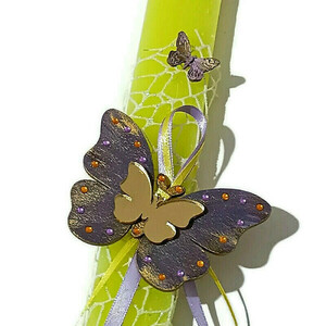 Πασχαλινή λαμπάδα με πεταλούδα μαγνητάκι - κορίτσι, λαμπάδες, πεταλούδα, για παιδιά, για εφήβους - 2