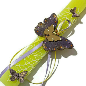 Πασχαλινή λαμπάδα με πεταλούδα μαγνητάκι - κορίτσι, λαμπάδες, πεταλούδα, για παιδιά, για εφήβους - 5