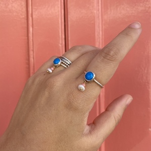 Blue agate ring, χειροποίητο δαχτυλίδι από ασήμι και μπλε αχάτη - chevalier, ασήμι 925, boho, αυξομειούμενα - 3