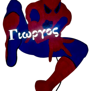 Ξύλινο παιδικό φωτιστικό τοίχου Άνθρωπος Αράχνη - αγόρι, παιδικά φωτιστικά, ήρωες κινουμένων σχεδίων, προσωποποιημένα