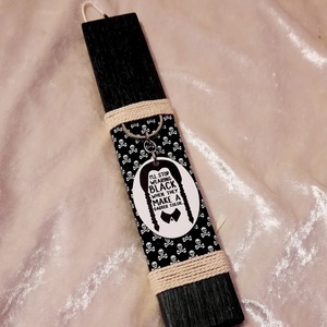 Mαύρη αρωματική ξυστή λαμπάδα με ξύλινο μπρέλοκ με logo . Διαστάσεις λαμπάδας 25x4.5 cm - κορίτσι, λαμπάδες, για παιδιά, για ενήλικες, για εφήβους - 2