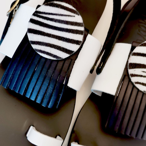 Handmade Leather Sandal : Lidia - δέρμα, μαύρα, φλατ, ankle strap - 2