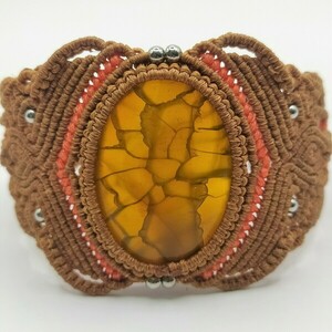 Yellow Moon Bracelet - ημιπολύτιμες πέτρες, μακραμέ, boho, χεριού, αυξομειούμενα