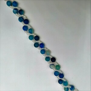 Blue Agate with Seed Beads Bracelet - χάντρες, ατσάλι, boho, χεριού, αυξομειούμενα