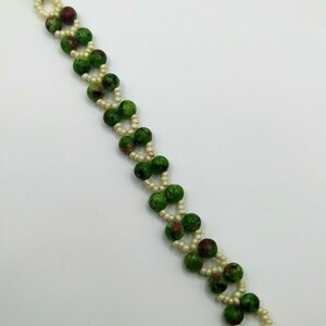 Green Agate with Seed Beads Bracelet - χάντρες, boho, χεριού, αυξομειούμενα - 3