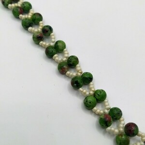 Green Agate with Seed Beads Bracelet - χάντρες, boho, χεριού, αυξομειούμενα - 4