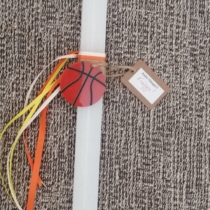 Αρωματική προσωποποιημενη λευκή λαμπάδα πλακέ ξυστη με μπάλα μπάσκετ - αγόρι, λαμπάδες, για παιδιά, για εφήβους, σπορ και ομάδες - 2