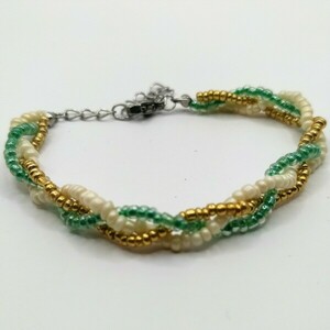 Turquoise Seed Beads Bracelet - χάντρες, boho, χεριού, αυξομειούμενα - 4