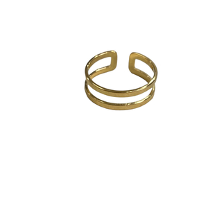 Ατσάλινο χρυσό δαχτυλίδι διπλές βέρες - γεωμετρικά σχέδια, ατσάλι, αυξομειούμενα, φθηνά