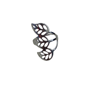 Ατσάλινο δαχτυλίδι σε σχήμα φύλλα δέντρου - φύλλο, ατσάλι, αυξομειούμενα, φθηνά