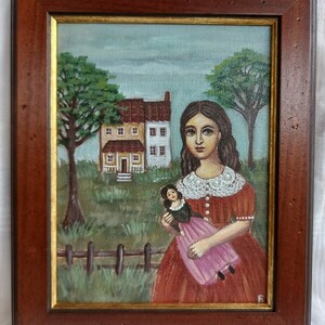 Κοριτσι με κουκλα - πίνακες ζωγραφικής
