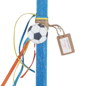Αρωματική προσωποποιημενη μπλε λαμπάδα 32 εκ με plexiglass μπάλα ποδοσφαίρου - αγόρι, λαμπάδες, για παιδιά, για εφήβους, σπορ και ομάδες