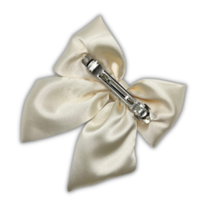 Vanilla satin bow - ύφασμα, φιόγκος, hair clips - 2