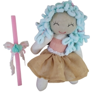 Σετ λαμπάδας με χειροποίητη κούκλα 35 cm - κορίτσι, λαμπάδες, λούτρινα, σετ, για παιδιά