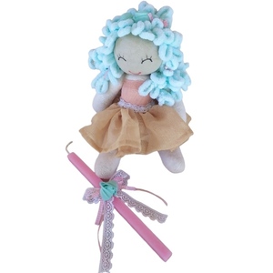 Σετ λαμπάδας με χειροποίητη κούκλα 35 cm - κορίτσι, λαμπάδες, λούτρινα, σετ, για παιδιά - 2