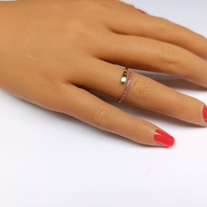 Χειροποίητο δαχτυλίδι από ασήμι με κόκκινα ζιρκόν|Red Zircon - ασήμι, ημιπολύτιμες πέτρες, βεράκια, σταθερά, φθηνά - 2